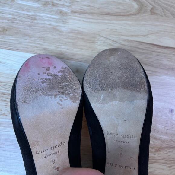 Kate Spade NY Heels Womens 9B Black Pumps Suede Shimmer Polka Dot Italy Made - Picture 6 of 11